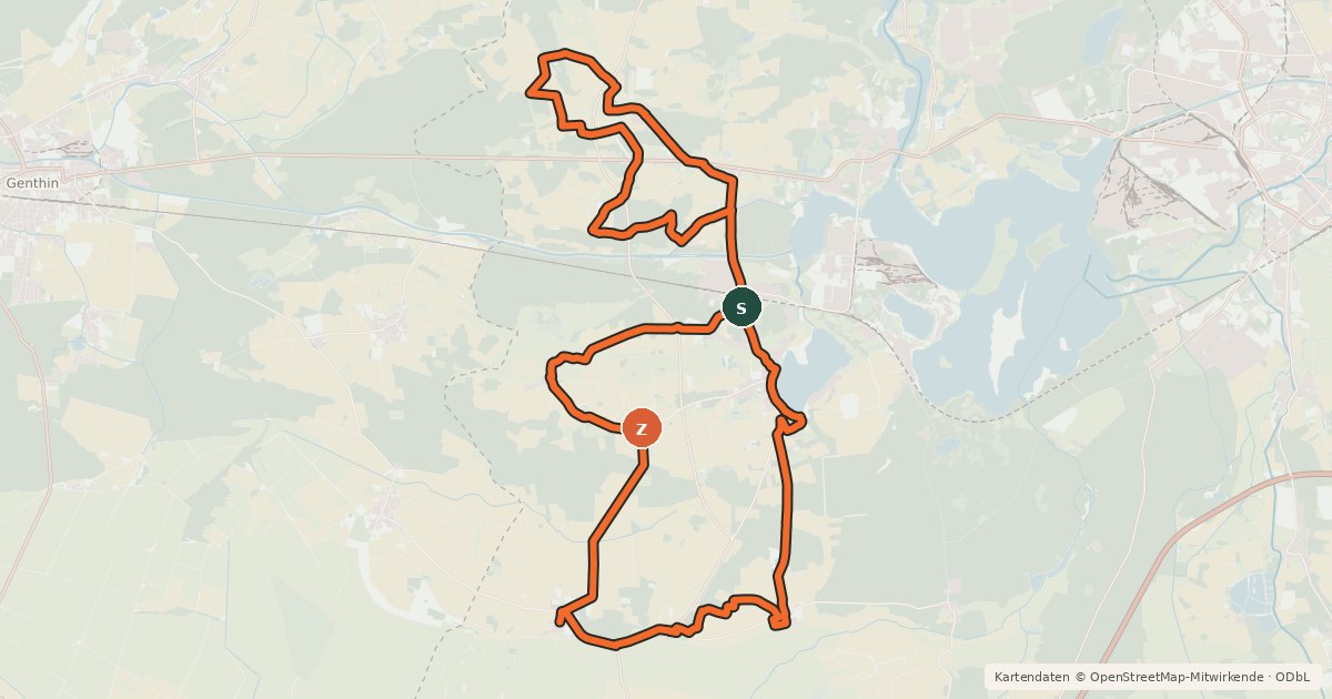 Kartenübersicht der Radroute Bunter Dörferweg