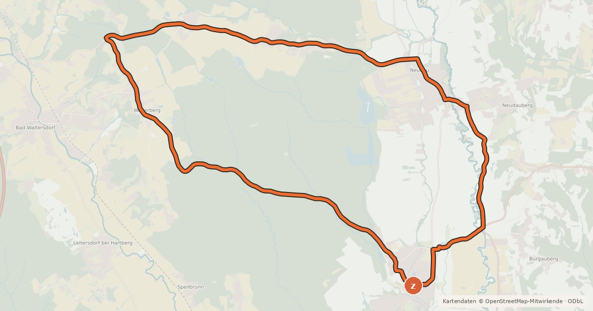 Kartenübersicht der Radroute Burgau-Tour B3