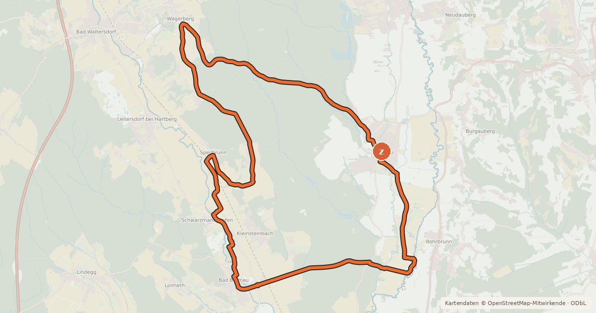 Kartenübersicht der Radroute Burgau-Tour B6