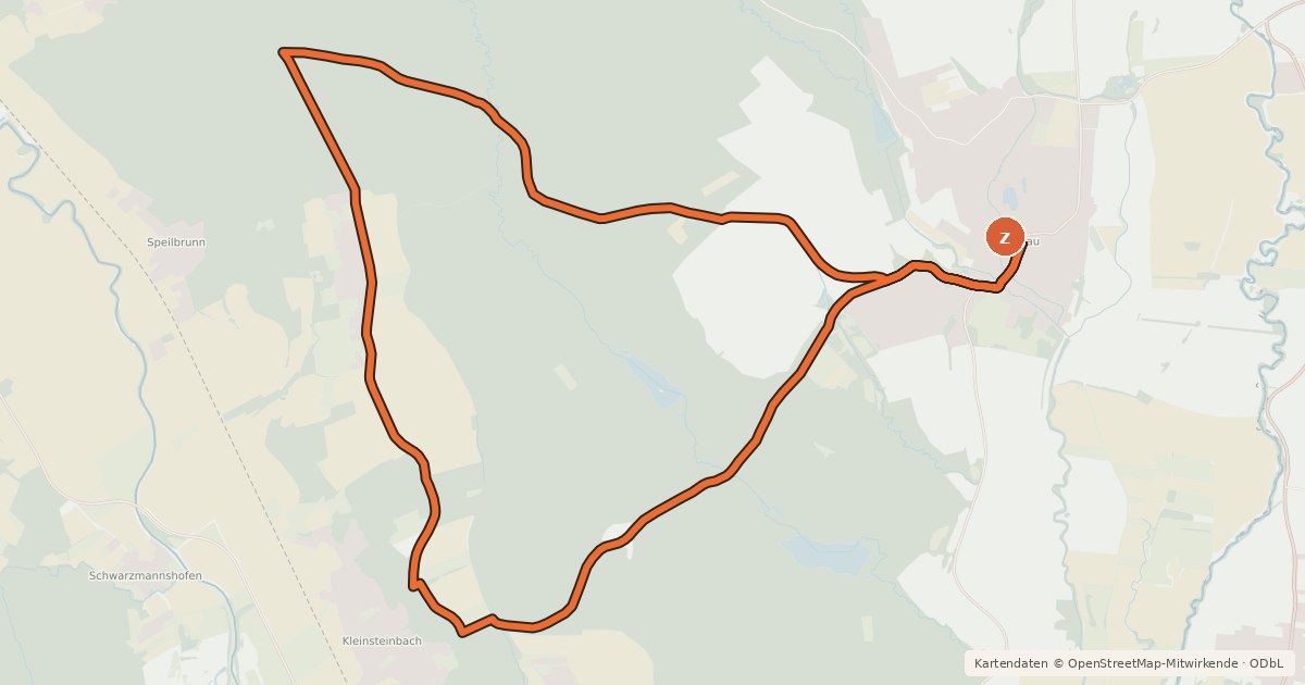 Kartenübersicht der Radroute Burgau-Tour B8