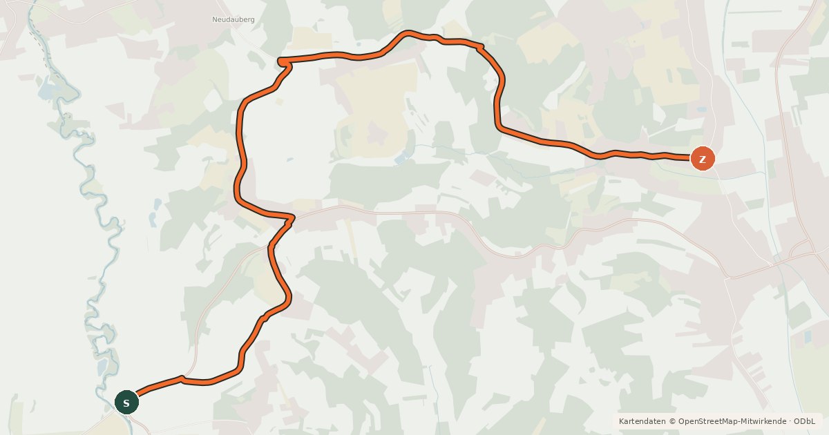 Kartenübersicht der Radroute Burgauberg-Stegersbach