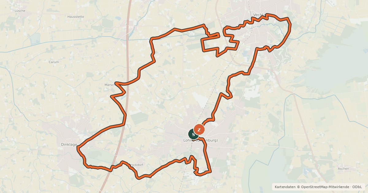 Kartenübersicht der Radroute Burgen-Tour (kleine Runde)