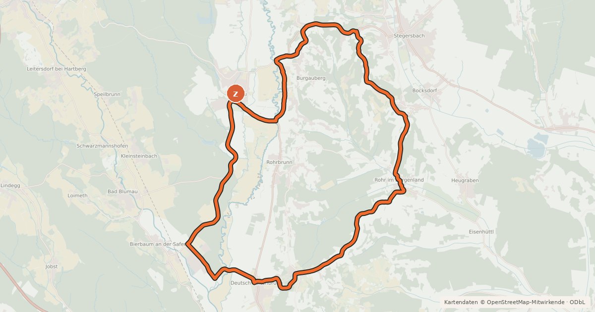 Kartenübersicht der Radroute Burgenlandtour