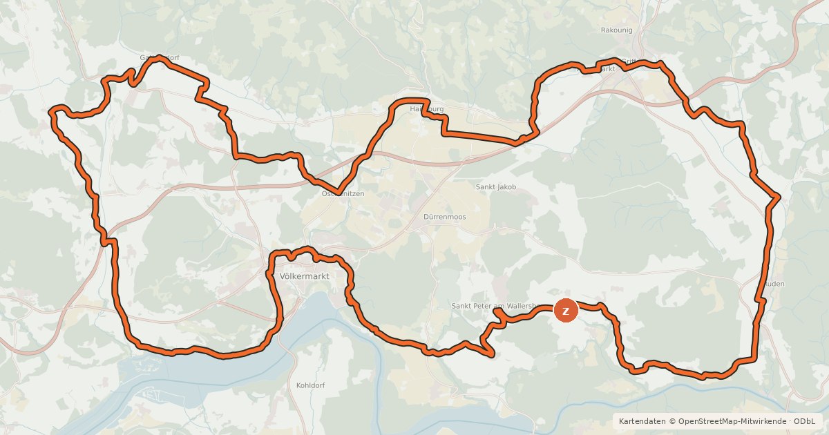 Kartenübersicht der Radroute Burgentour