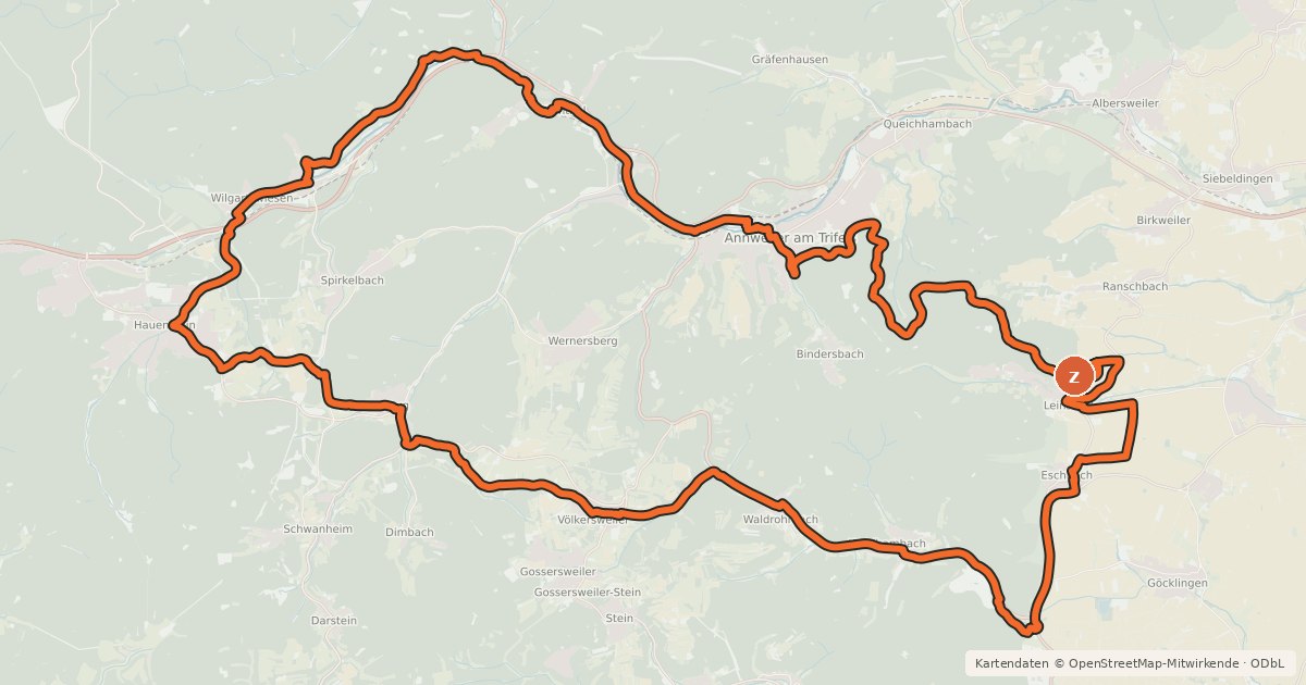 Kartenübersicht der Radroute Burgentour