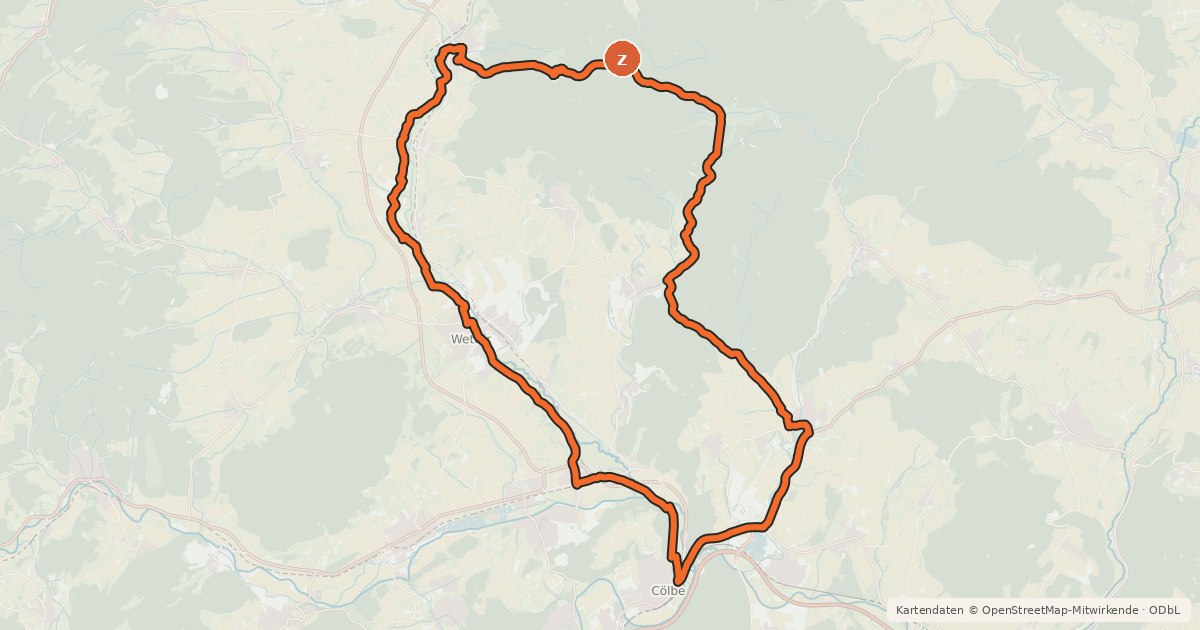 Kartenübersicht der Radroute Burgwald-Radweg