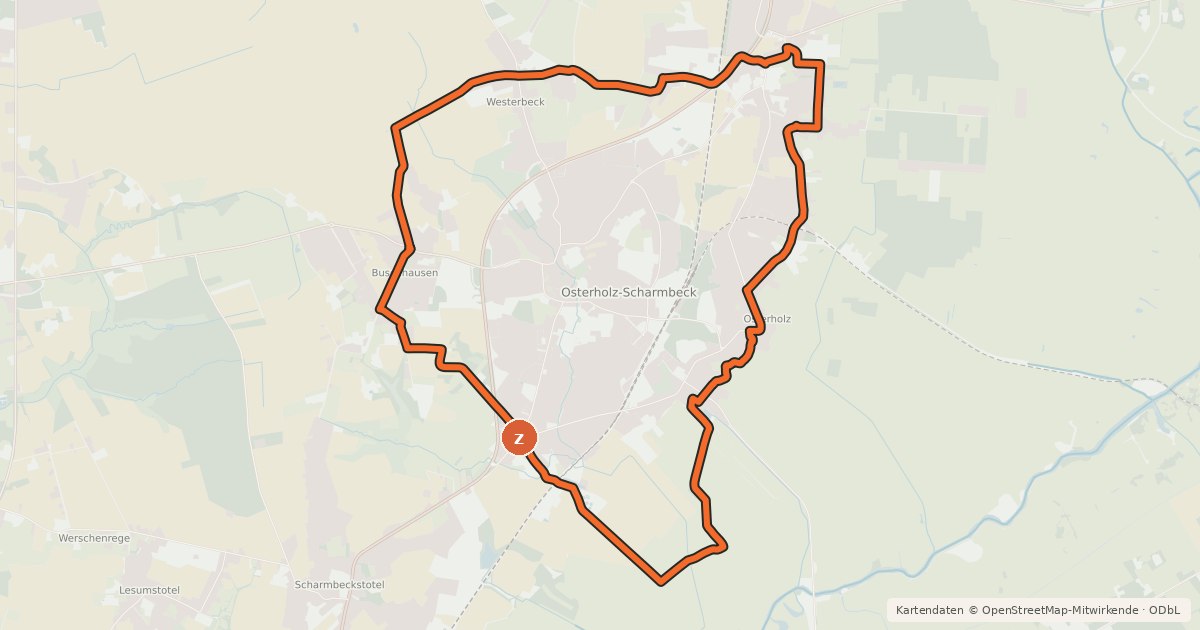 Kartenübersicht der Radroute Butenpad