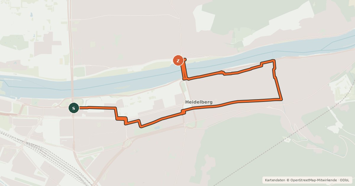 Kartenübersicht der Radroute Campus-Rundweg