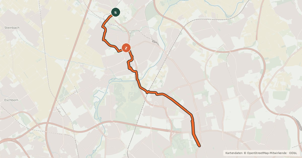 Kartenübersicht der Radroute Campusroute Riedberg-Westend