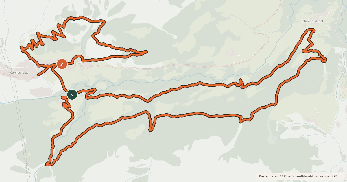 Kartenübersicht der Radroute Cavorgia Bike