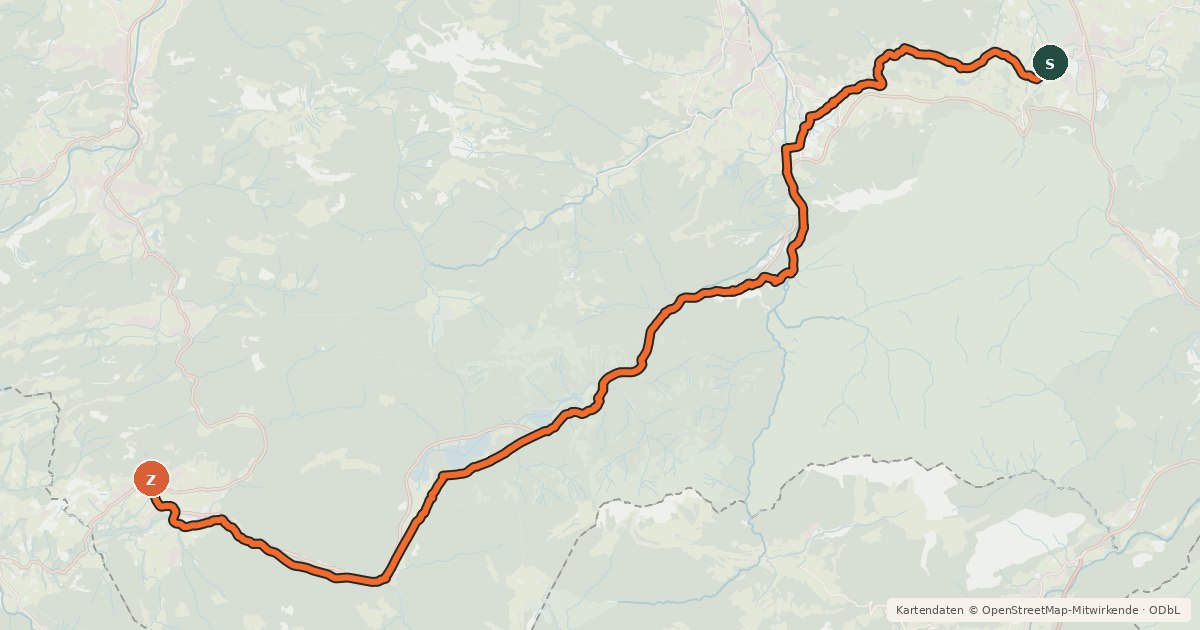 Kartenübersicht der Radroute Chiemgau-Radweg