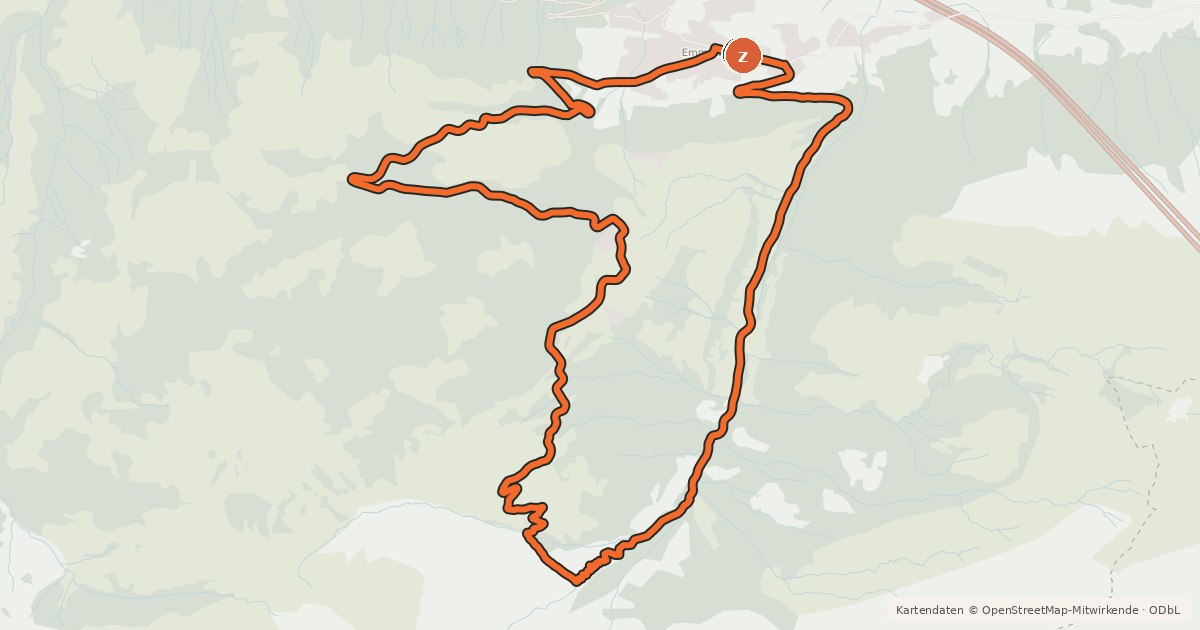 Kartenübersicht der Radroute Choltal