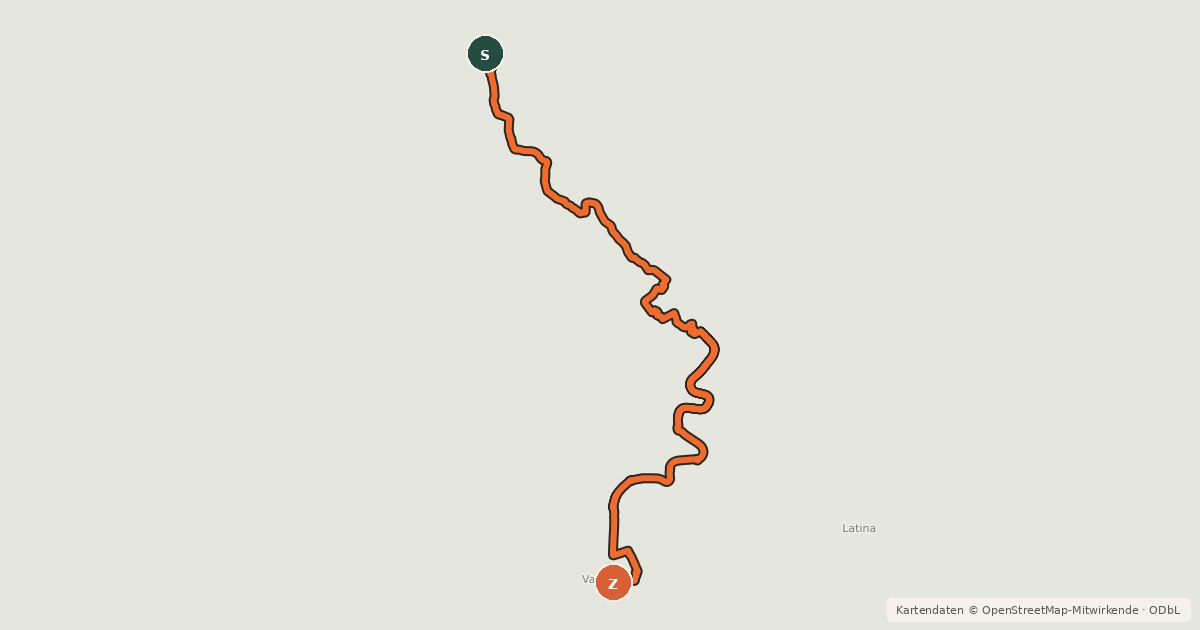 Kartenübersicht der Radroute Ciclovia Francigena - VFB23