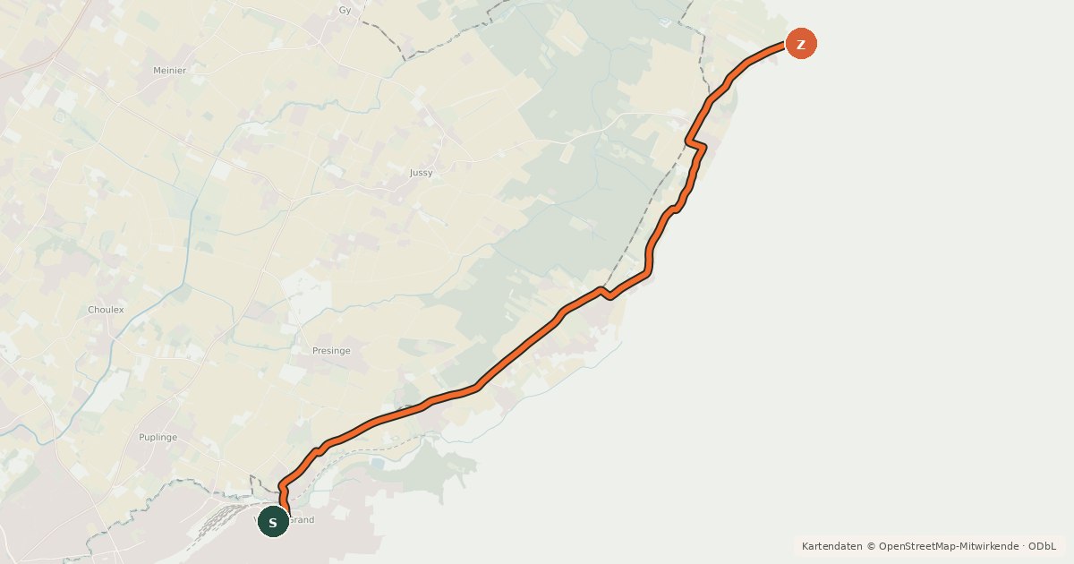 Kartenübersicht der Radroute Circuit de la vallée verte