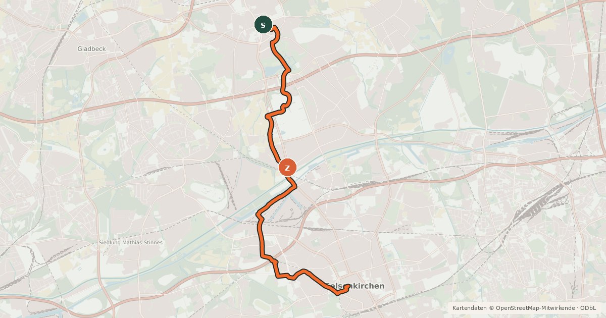 Kartenübersicht der Radroute City->Buer & Retour West