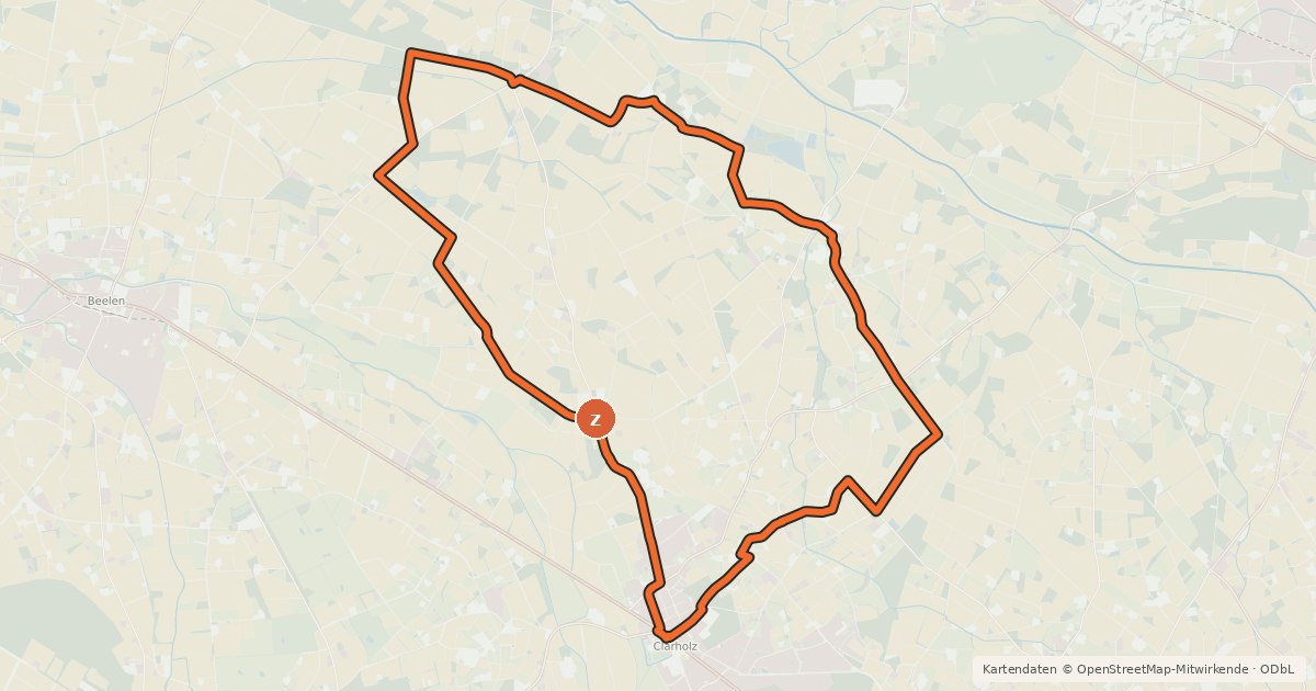 Kartenübersicht der Radroute Clarholz Radroute R 18