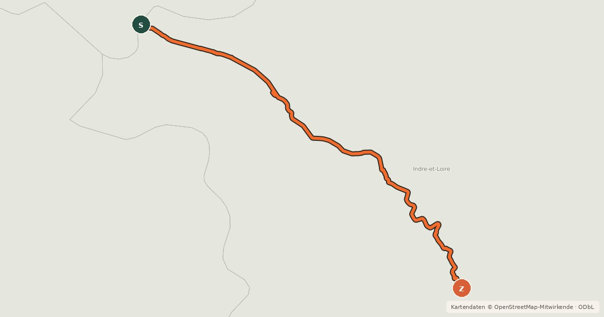 Kartenübersicht der Radroute Coeur de France à vélo (Cher)