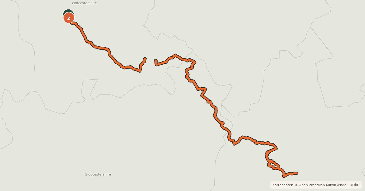 Kartenübersicht der Radroute Cotswold Line Cycle Route