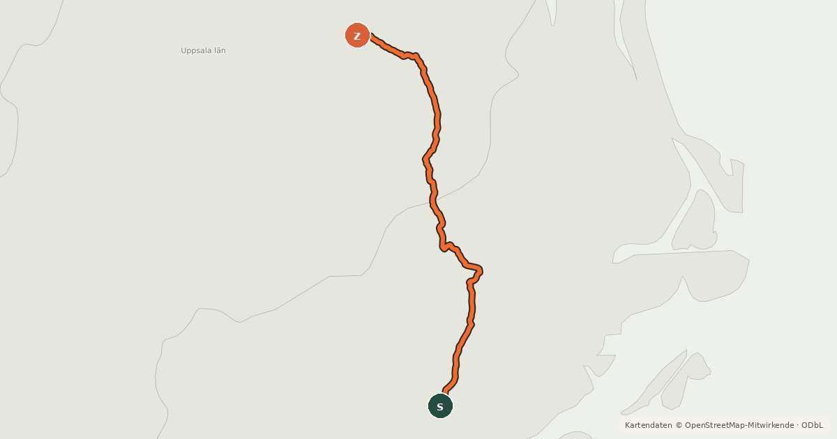 Kartenübersicht der Radroute Cykelspåret via Rimbo (9)