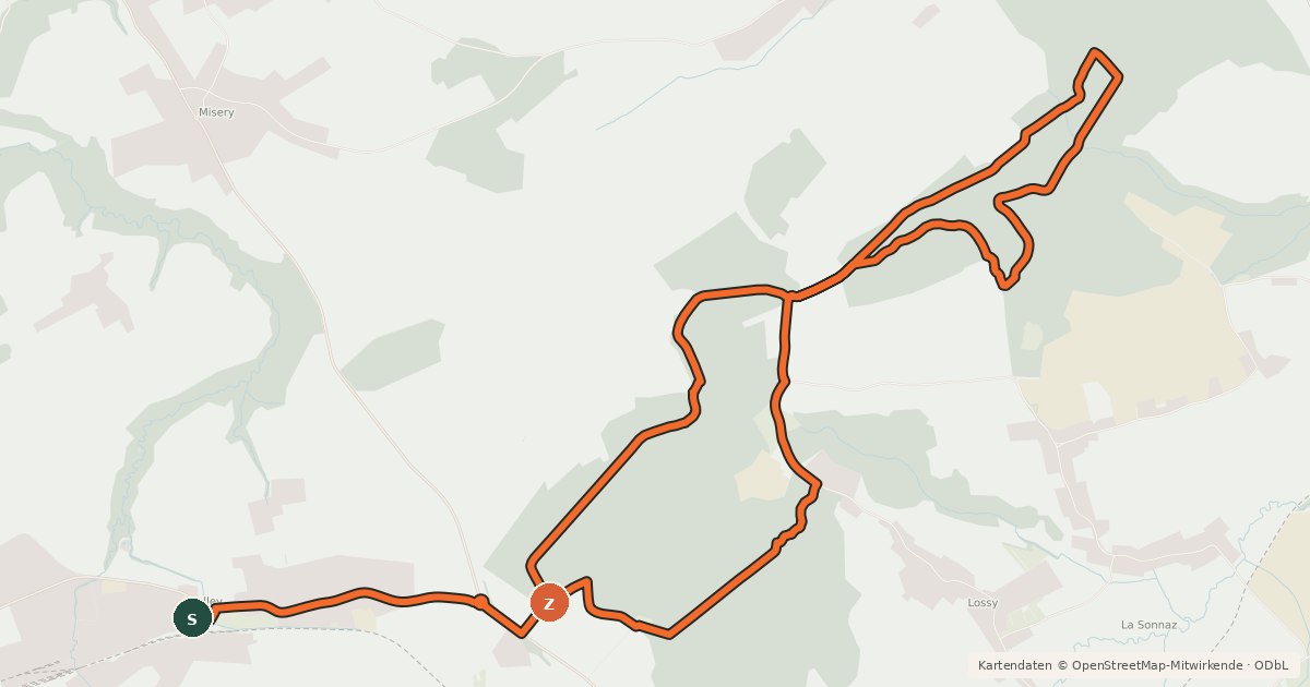 KartenĂŒbersicht der Radroute đČD ForĂȘt cantonale/Bois de l'HĂŽpital Bike