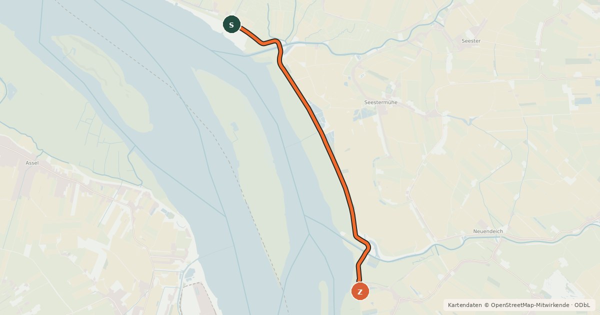 Kartenübersicht der Radroute [D10] Elberadweg Alternative Elmshorn [rechtselbisch]