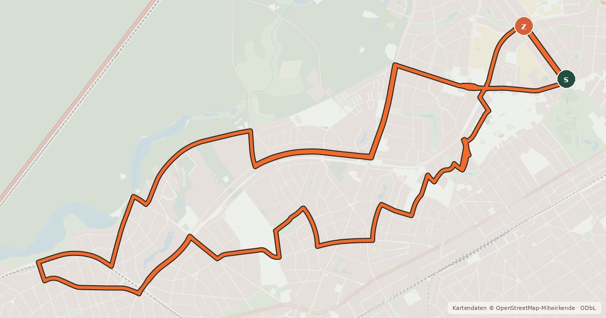 Kartenübersicht der Radroute Dahlem Route