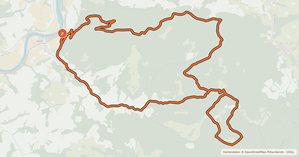 Kartenübersicht der Radroute Damberg-Schwarzberg