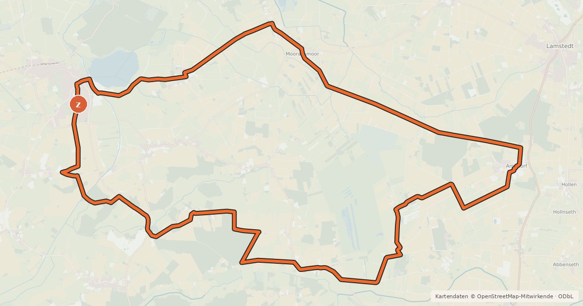 Kartenübersicht der Radroute De Gröne