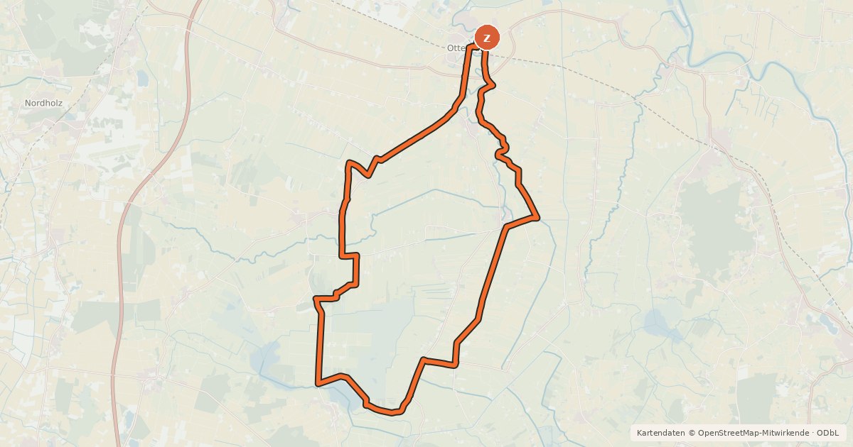 Kartenübersicht der Radroute De Moorpadd