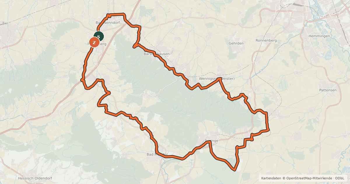 Kartenübersicht der Radroute Deisterkreisel