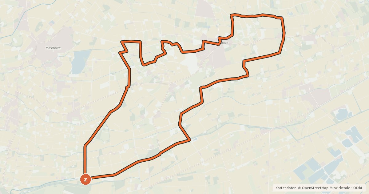Kartenübersicht der Radroute Delbrücker Radroute De1 Westenholz