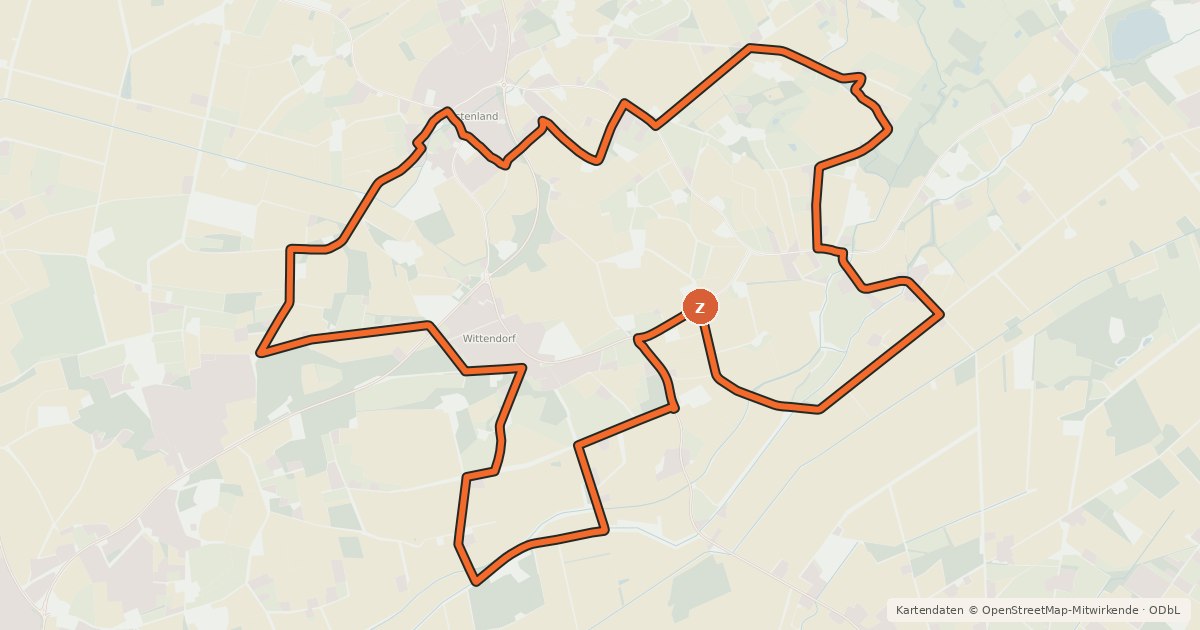 Kartenübersicht der Radroute Delbrücker Radroute De6 Ostenland