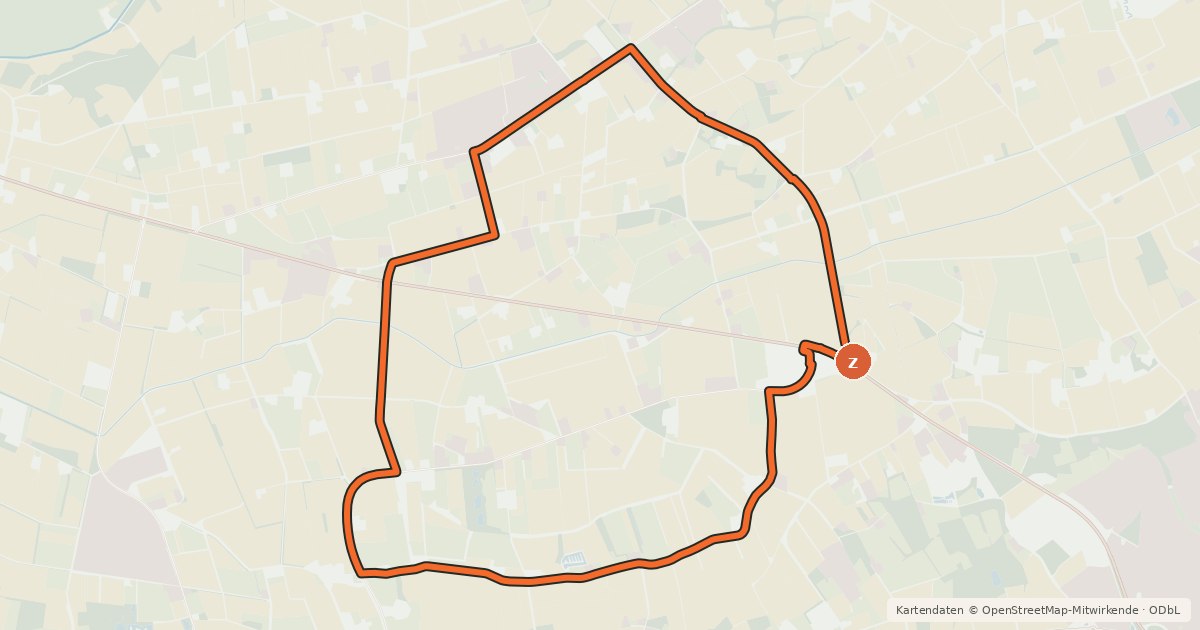Kartenübersicht der Radroute Delbrücker Spargelroute De12 Abstecher