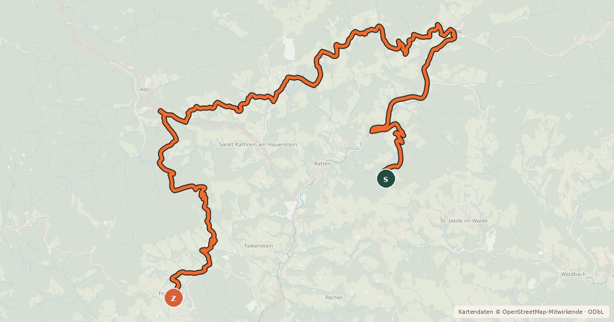 Kartenübersicht der Radroute Der große Jogl - Etappe 2