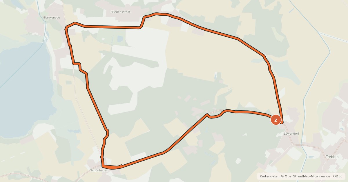 Kartenübersicht der Radroute Der Kranich Rad-Rundweg