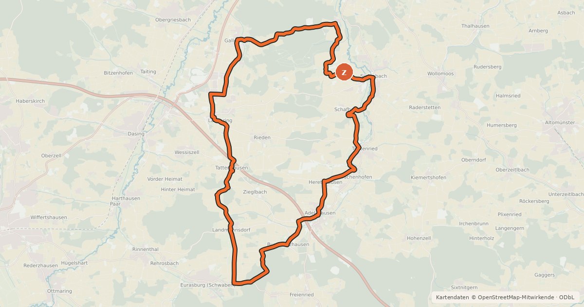 Kartenübersicht der Radroute Deutschherrenweg