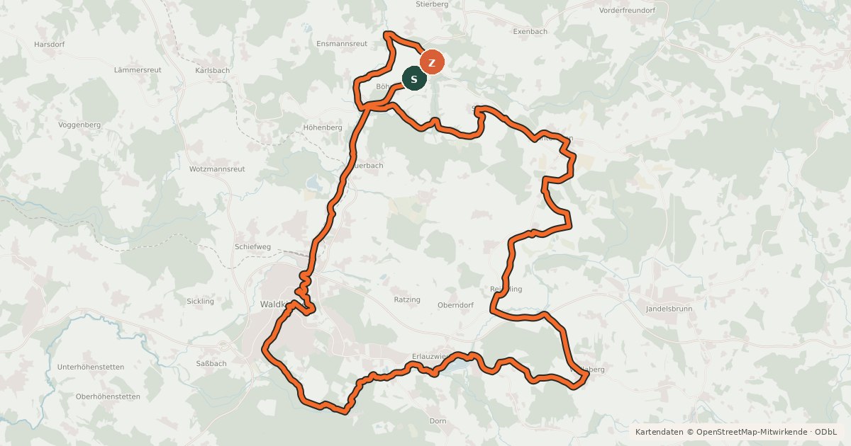 Kartenübersicht der Radroute Die beschauliche Osterbachtal-Tour