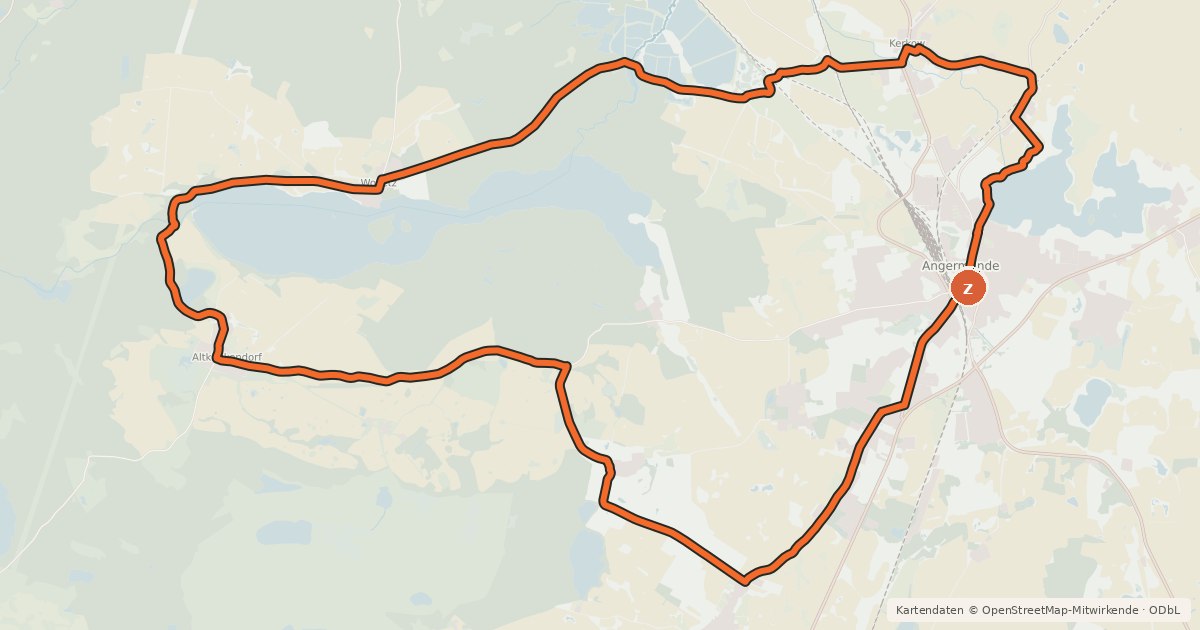 Kartenübersicht der Radroute Die Bibertour