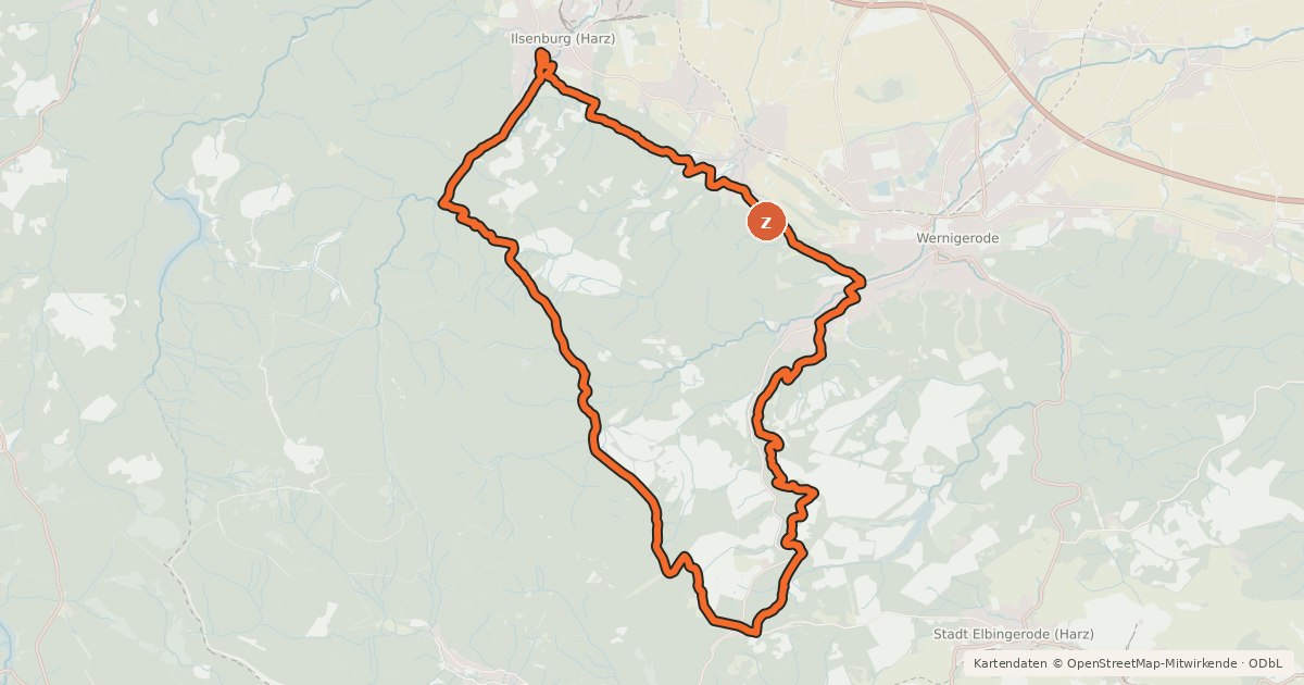 Kartenübersicht der Radroute Die Harz-Wald-Tour