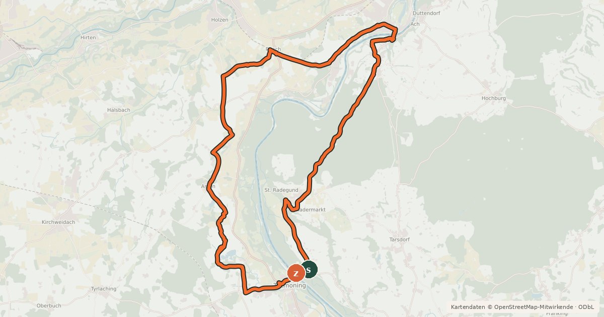Kartenübersicht der Radroute Die Leitgeringer See-Rundfahrt