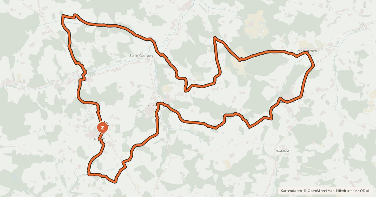 Kartenübersicht der Radroute Dietersburg 1