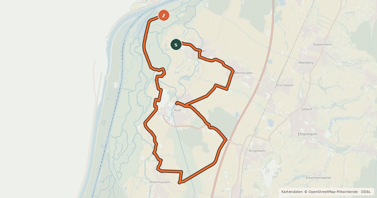 Kartenübersicht der Radroute Dörfer-Route