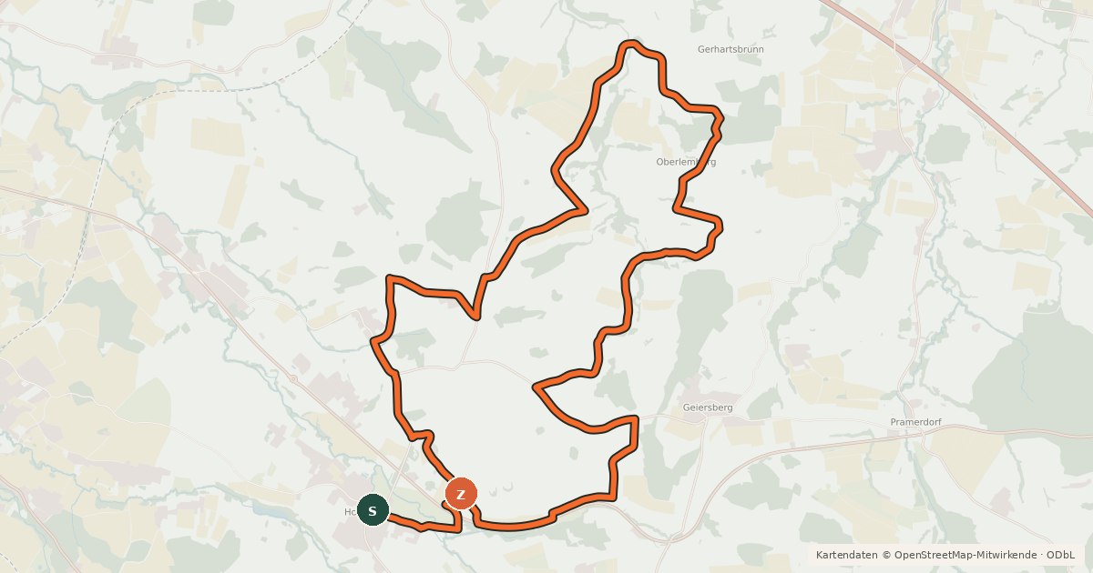 Kartenübersicht der Radroute Dörfer-Tour