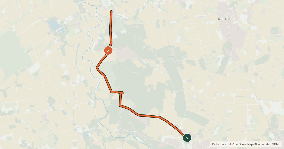 Kartenübersicht der Radroute Dötlingen (04) - Dötlingen (63)