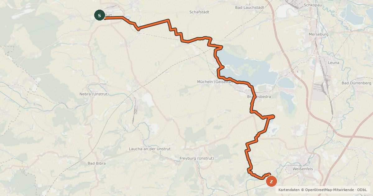 Kartenübersicht der Radroute Dolmenradweg