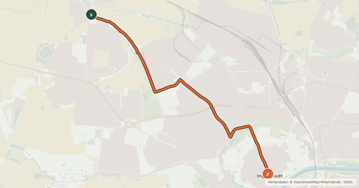 Kartenübersicht der Radroute Donau-Altmühl Radweg