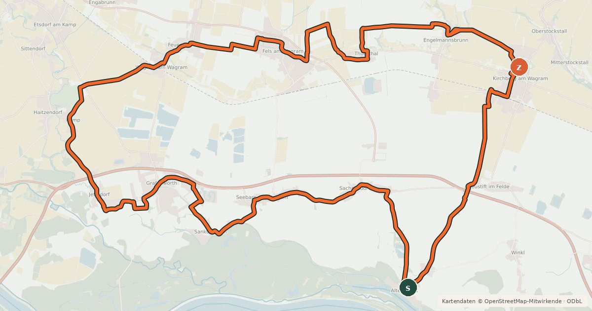 Kartenübersicht der Radroute Donau Tour