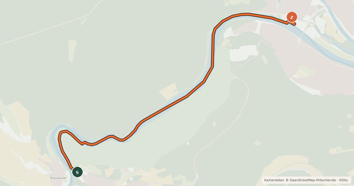 Kartenübersicht der Radroute Donauradweg - Fähre Weltenburg-Kelheim