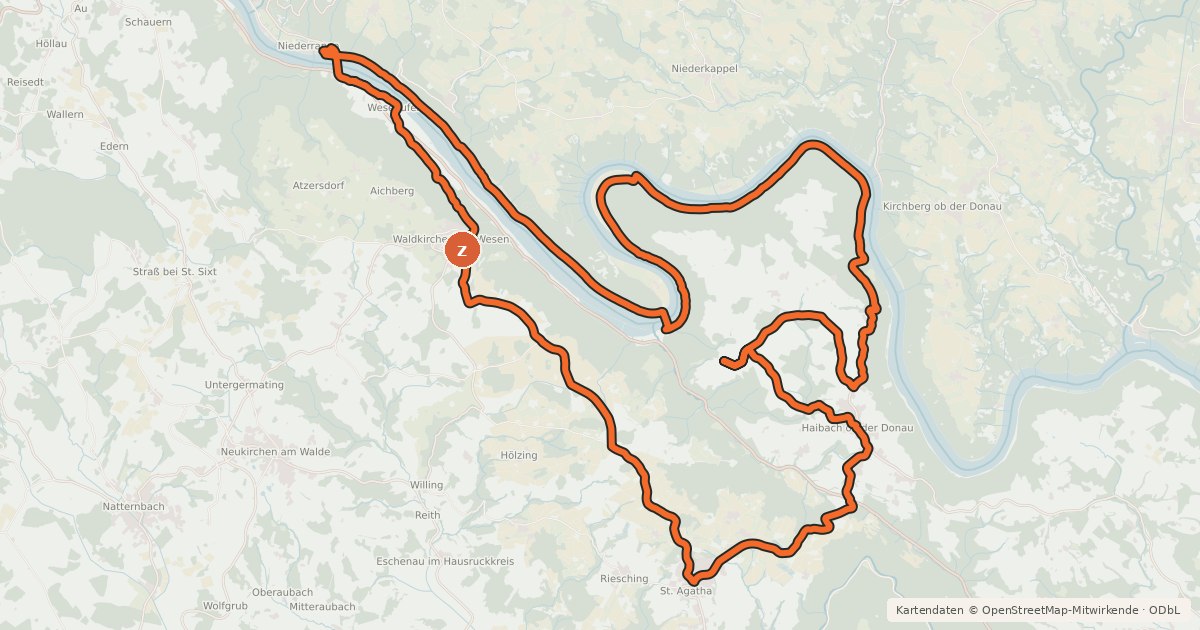 Kartenübersicht der Radroute Donauschlingen-Runde
