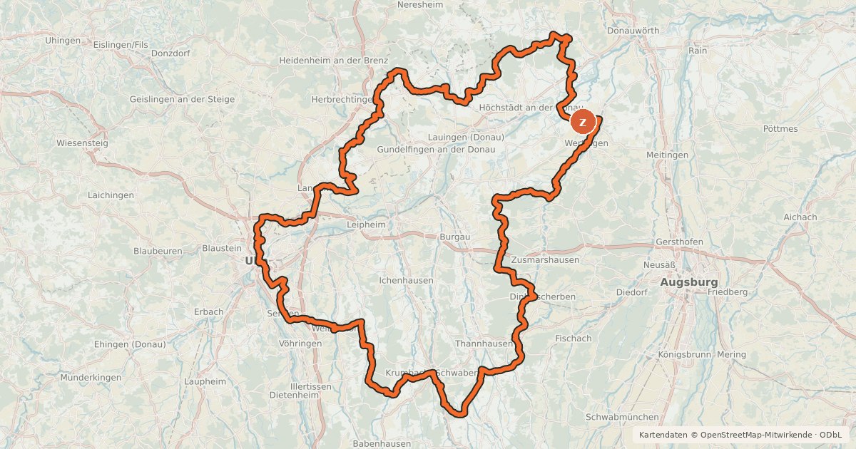 Kartenübersicht der Radroute DonauTäler - Große Runde